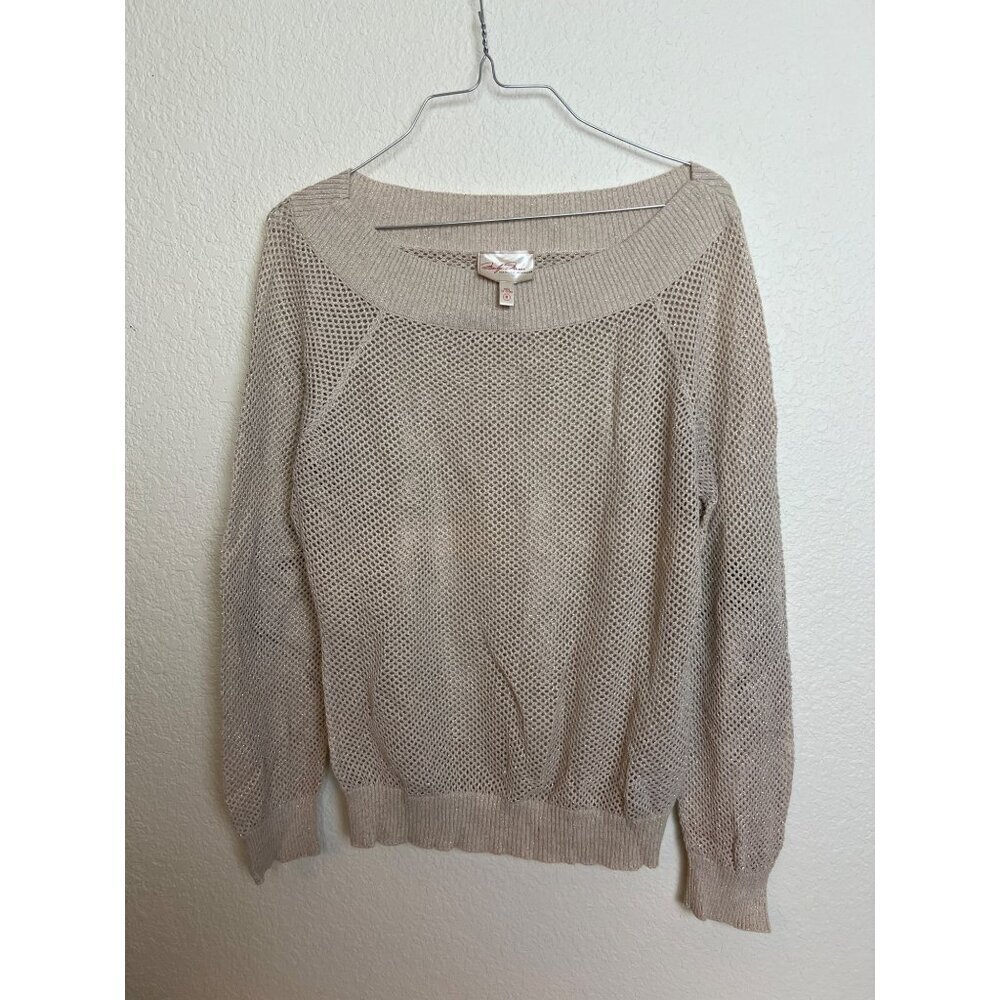 Marilyn Monroe Sweater Open Knit Elbow Pads M Metallic Flecks
